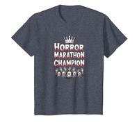 Horror Marathon Champion: Crowned Terror Movie Buff T-Shirt, Kids, Heather Blue, 3 Years