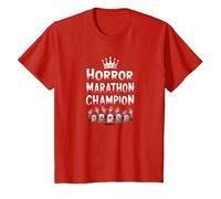 Horror Marathon Champion: Crowned Terror Movie Buff T-Shirt, Kids, Red, 3 Years