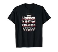 Horror Marathon Champion: Crowned Terror Movie Buff T-Shirt, Men, Black, 3XL
