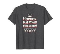 Horror Marathon Champion: Crowned Terror Movie Buff T-Shirt, Men, Dark Heather Grey, 3XL