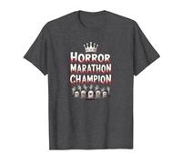 Horror Marathon Champion: Crowned Terror Movie Buff T-Shirt, Men, Dark Heather Grey, 4XL