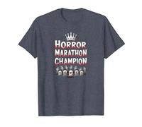 Horror Marathon Champion: Crowned Terror Movie Buff T-Shirt, Men, Heather Blue, 3XL