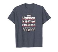 Horror Marathon Champion: Crowned Terror Movie Buff T-Shirt, Men, Heather Blue, 4XL