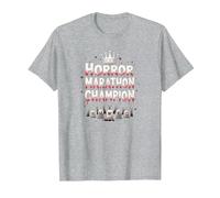 Horror Marathon Champion: Crowned Terror Movie Buff T-Shirt, Men, Heather Grey, 3XL