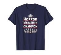 Horror Marathon Champion: Crowned Terror Movie Buff T-Shirt, Men, Navy, 3XL