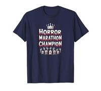 Horror Marathon Champion: Crowned Terror Movie Buff T-Shirt, Men, Navy, 4XL