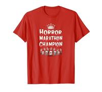 Horror Marathon Champion: Crowned Terror Movie Buff T-Shirt, Men, Red, 3XL