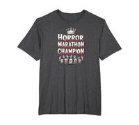 Horror Marathon Champion: Crowned Terror Movie Buff T-Shirt, Men's Big and Tall, Dark Heather Grey, 3X Tall