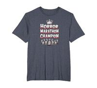 Horror Marathon Champion: Crowned Terror Movie Buff T-Shirt, Men's Big and Tall, Heather Blue, 3X Tall