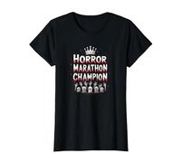 Horror Marathon Champion: Crowned Terror Movie Buff T-Shirt, Women, Black, 3XL