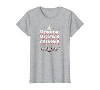 Horror Marathon Champion: Crowned Terror Movie Buff T-Shirt, Women, Heather Grey, 3XL