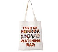 Horror Movie Canvas Tote Bag Spooky movie Lover Gift Horror Gift For Women This Is My Horror Movie Shopping Bag (WATCHING BAG 1)
