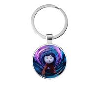 Horror Movie Coraline Keychain Cartoon Photo Glass Dome Pendant Keyring Jewelry Accessories Gifts