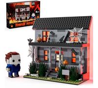 Horror Movie Figure & Haunted House Building Blocks Kits with Led Light for Halloween Decor Compatible for Lego, Collectible Decoration Building Toy, Creative Present for Fans Adults Christmas Holiday