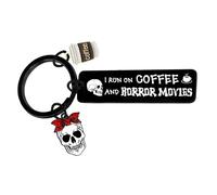 Horror Movie Keychain Coffee Themed Gift for Women Men Horror Keyring | birthday present for horror movie lovers coffee lovers gifts horror themed gift Halloween stuff coffee themed presents