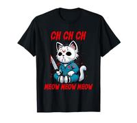 Horror Movie Lover Funny Killer Cat Design T-Shirt