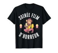 Horror Movie Night Popcorn Cinoche Scared Monkey Sinister Value Graphic T-Shirt