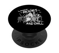 Horror Movies And Chill Funny Skeleton Horror Night Ghost PopSockets Adhesive PopGrip