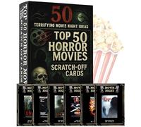 Horror Movies Scratch Off Cards, Horror Movie Gifts for Movie Night, Movie Night Supplies, Horror Gifts Merch - Premium Top 50 Horror Movies