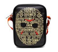 Horror Movies Vegan Leather Crossbody Backpack for Men and Women with Adjustable Strap, Friday the 13th Jason Hockey Mask Quotes Typography Black