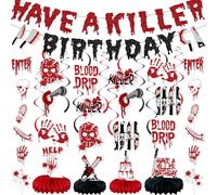 Horror Party Decorations Have A Killer Birthday Banner Horror Theme Party Supplies Red and Black Decor for Halloween Birthday Bash