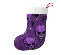 Horror pattern on purple background Christmas Stocking, Candy Gift Bags, Hanging Stocking Ornament, Christmas Decorations