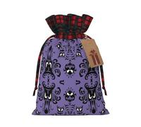 (Horror Pattern On Purple Background) Drawstring Gift Bags Holiday Present Goody Bags For Xmas Party M