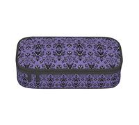 Horror Pattern On Purple Background Large Pencil Case for Girls and Boys, Aesthetic Pencil Bag with Multi Compartments for Adults, Office Stationary Organizer Practical for Kids Teenage Women Men