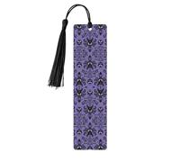 Horror Pattern On Purple Background Print 5pcs Wooden Bookmark for Men Women, Bookmarks with Tassel, Bookmarks Gifts for Book Lovers