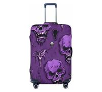 Horror pattern on purple background Print Elastic Washable Baggage Protector Universal Suitcase Cover Travel Luggage Cover, Black, L