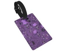 Horror Pattern on Purple Background Print Interesting Luggage Tags Travel Luggage Tags for Men and Women for Luggage Identification