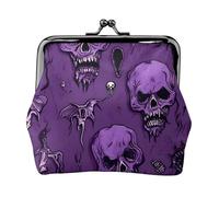 Horror pattern on purple background Print Lightweight Women Coin Purse Exquisite Waterproof Small Pouch for Coins Cards