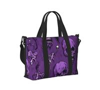 Horror Pattern on Purple Background Print Portable Travel Duffel Bag Foldable Tote Hand Bag for Weekend Trips Gym Accessory