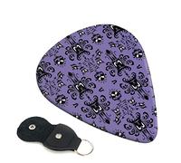 Horror Pattern On Purple Background Set Of 6 Guitar Plectrums For Acoustic Guitar, Electric Guitar, Bass, Ukulele - Thin, Medium And Thick.