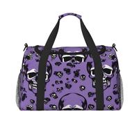Horror Pattern on Purple Print Foldable Carry On Tote Large Capacity Hand Carry Bag for Airplane Weekend Getaways