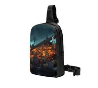 Horror Pumpkin Cemetery Backpack Satchel Multi-Purpose Chest Bag Trekking Waterproof Satchel