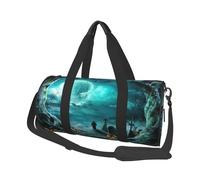 Horror Pumpkin Cemetery Large Round Travel Duffel Bag,Extra Large Capacity Foldable Gym Bag with Removable Shoulder Strap,Durable Canvas Carry-On Bag for Sports