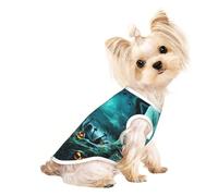 Horror Pumpkin Cemetery Small Dog Pet Clothes, Breathable Lightweight Soft Vest, Exquisite Personality Appearance.Good Warmth Retention.