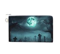 Horror Pumpkin CemeteryHorror Pumpkin Cemetery Canvas Coin Purse, Portable Zippered Change Pouch for Women, Small Wallet for Coins Keys Cards Lipstick