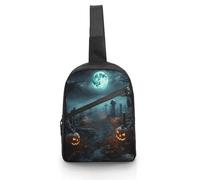 Horror Pumpkin CemeteryHorror Pumpkin Cemetery Foldable Sling Bag for Men & Women, Chest Bag Daypack Fanny Pack Crossbody for Travel Work Sport