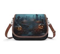 Horror Pumpkin CemeteryHorror Pumpkin Cemetery Shoulder Bag for Women, Handbag with Adjustable Strap & Inner Pocket, Crossbody Bag for Daily Commute Travel