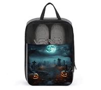 Horror Pumpkin CemeteryHorror Pumpkin Cemetery Travel Shoe Bag, Waterproof Storage Pouch with Zipper, Portable Shoe Organizer for Women And Men