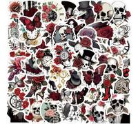 Horror Rose Skull Decals 50PCS for Teens Kids Adults,Cool Punk Goth Rose Waterproof Aesthetic Decals for Water Bottle Luggage Laptop Scrapbook Bike Skateboard Phone Notebook Journal Guitar Helmet