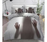 Horror shadow Duvet Cover Junior/Cot Set, Microfibre Bedding Double Bed Set, Scary Reversible Quilt Cover Set, Puckering Duvet Covers Set with Zipper Closure, with 2 Pillowcases