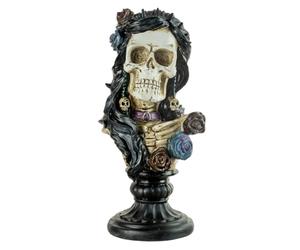 Horror-Shop Skeleton Lady Bust With Roses & Skull 26,5cm