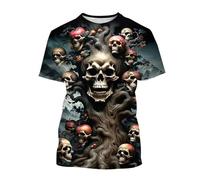 Horror Skeleton Bones 3D Printed Men's T Shirt Gothic Punk Rock Graphic Halloween Short Sleeve Pullover Tops
