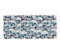 Horror Skull Blue Neon Eyes Halloween Flashy Huge Mouse pad for desks Smooth Desk Mouse mat 31.5 x 11.8in