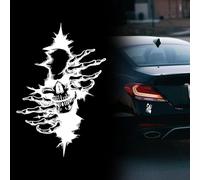 Horror Skull Car Sticker, 2 Pcs Skull Car Decal Stickers 12 * 18cm Horror Car Stickers 3D Car Body Skull Decal Sticker Halloween Self-Adhesive Car Decoration Stickers (4.7 * 7.1in White)