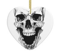 (Horror Skull) Christmas Tree Ceramic Hanging Heart Bauble Ornaments Festive Xmas Pendant Decorations For Party Home Decor