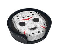 Horror Skull Coasters For Drinks, 6 Pcs Leather Coaster With Holder, Round Cup Mat Pad Set For Home And Kitchen 3.9 Inches